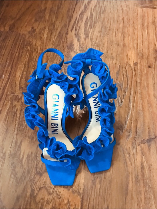 Gianni Bini Shoes - Gianni Bini Royal Blue Ruffle Ankle-Strap Heels